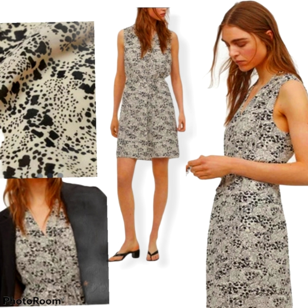 Tie belt V neck dress